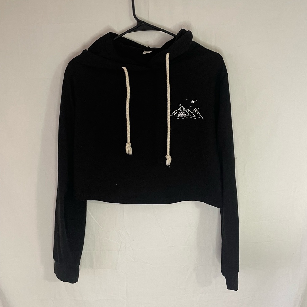 Bella + Canvas Women's Black Cropped Hoodie
